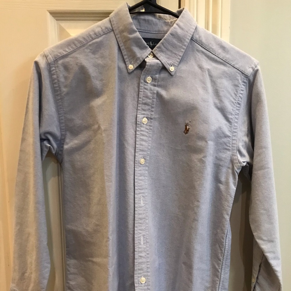 Boys SZ 14 blue button down dress shirt